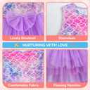 LQSZ Girls Sparkle Mermaid Tutu Dress Tank Top Birthday Party for Toddlers Kids 3-12 Years Playwear Photo Shoot (Purple)
