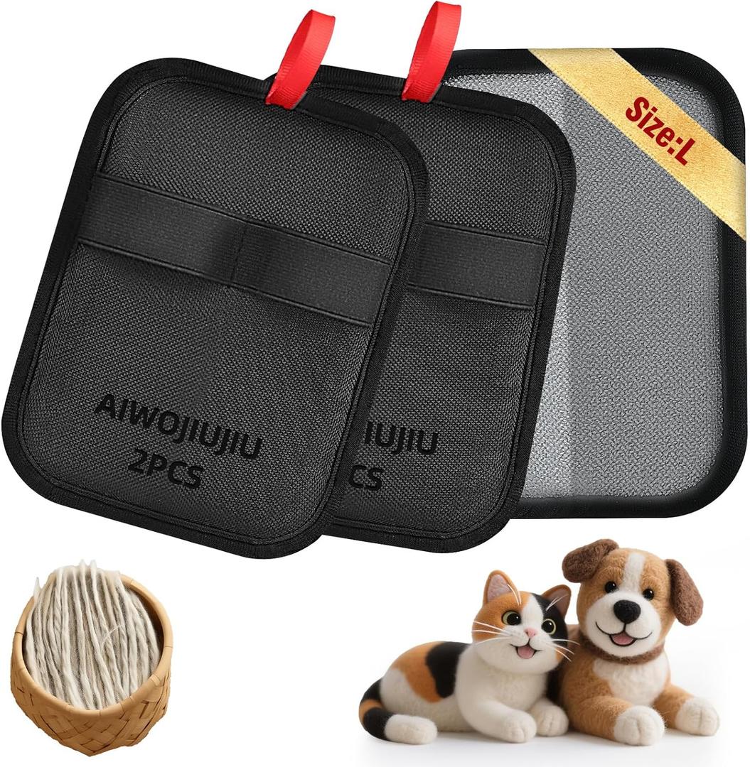 3 x 2 Pcs Pet Hair Removal Glove - Upgraded Electrostatic Pet Hair Remover Gloves for Cats & Dogs, Reusable & Washable Magic Brush Pet Hair Removal Tool (Black, L)