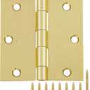 12 Pack Square Door Hinges Satin Brass 3.5" x 3.5 Inch Door Hinges,3 1/2" Interior Door Hinges Square Corners 3 ½" Gold Iron Residential Hinges for Doors Bedroom Security Hardware