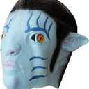 Carnavalife Blue Alien Avatar Latex Mask Jake with Braids and Ears, Sci-Fi Costume for Sully Adults, Halloween & Cosplay