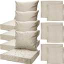 Mindsoft 4 Set Patio Cushion Covers Replacement Water UV Resistant Outdoor Cushion Slipcovers with Zipper Chair Seat Cushion Covers for Outdoor Furniture (24 x 20 Inch, 24 x 24 x 4 Inch, Light Khaki)