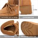 Platform Winter Boots For Women: Platform Boots Lace Up Zipper Chunky Heels Cozy Warm Snow Short Boot (Brown)