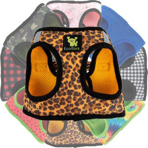 EcoBark Step in Dog Harness - Eco-Friendly Teacup Dog Harnesses for, and Dogs - Reflective and Adjustable Mini Body Halter Vest -Tiny Soft Mesh Harness Under 5 lbs (Leopard, XXXS)
