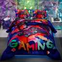 Namoxpa6 Pieces Gamer Comforter Sets for Boys Kids Teens,3D Dark Blue Pattern,Decorative 6 Piece Bedding Sets with Comforter,Flat Sheet,Fitted Sheet,Throw Pillow Cover,Pillow Shams,Full Size 