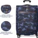 Travelpro Platinum Elite Softside Expandable Checked Luggage, 8 Wheel Spinner Suitcase, TSA Lock, Men and Women, Navy Camouflage, Checked Medium 25-Inch