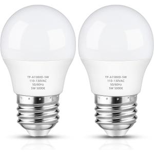 LED Refrigerator Light Bulb, 40 Watt Equivalent A15 Fridge Bulb Waterproof, Daylight White 5000K, 550LM E26 Base, 5W Appliance Bulb, 2-Pack