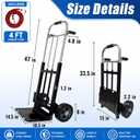 800 LB Dolly Cart,Heavy Duty Folding Hand Truck Dolly | 8" Solid Rubber Wheels, 2*Bungee Cords, Compact Foldable Alloy SteelDesign for Warehouses, Homes, Offices, andSmall Business