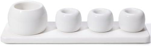 Dersyer 4 Pack Mini Ceramic Toothbrush Holder Stand with 1 Pack Water Absorbing Stone for Bathroom Vanity Countertop, Electric Toothbrush Organizer, White