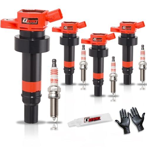 GBTAD Set of 4 Upgraded Ignition Coil Pack and Iridium Spark Plug for 1.6L L4 2012-2020 Hyundai Accent,2012-2017 Hyundai V-eloster,2012-2020 Kia Rio,2012-2019 Kia Soul Replaces UF652 C1803