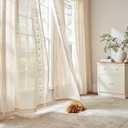 jinchan Weslie Boho Curtains for Bedroom 4 Panels Ivory Vintage Floral Farmhouse Curtains 84 Inches Long Linen Drapes for Living Room Embroidered Light Filtering Drapes Cottagecore Ivory on Beige