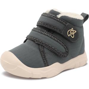 LeIsfIt Toddler Boots Girls Boys Warm Winter Boots Cozy Plush Lining Winter Shoes Indoor Outdoor Faux Fur Booties (Darkgrey)