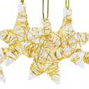 Red Co. 1.8" Decorative Mini Golden Glass Star Hanging Christmas Tree Ornaments, Holiday Season Dcor, Set of 6