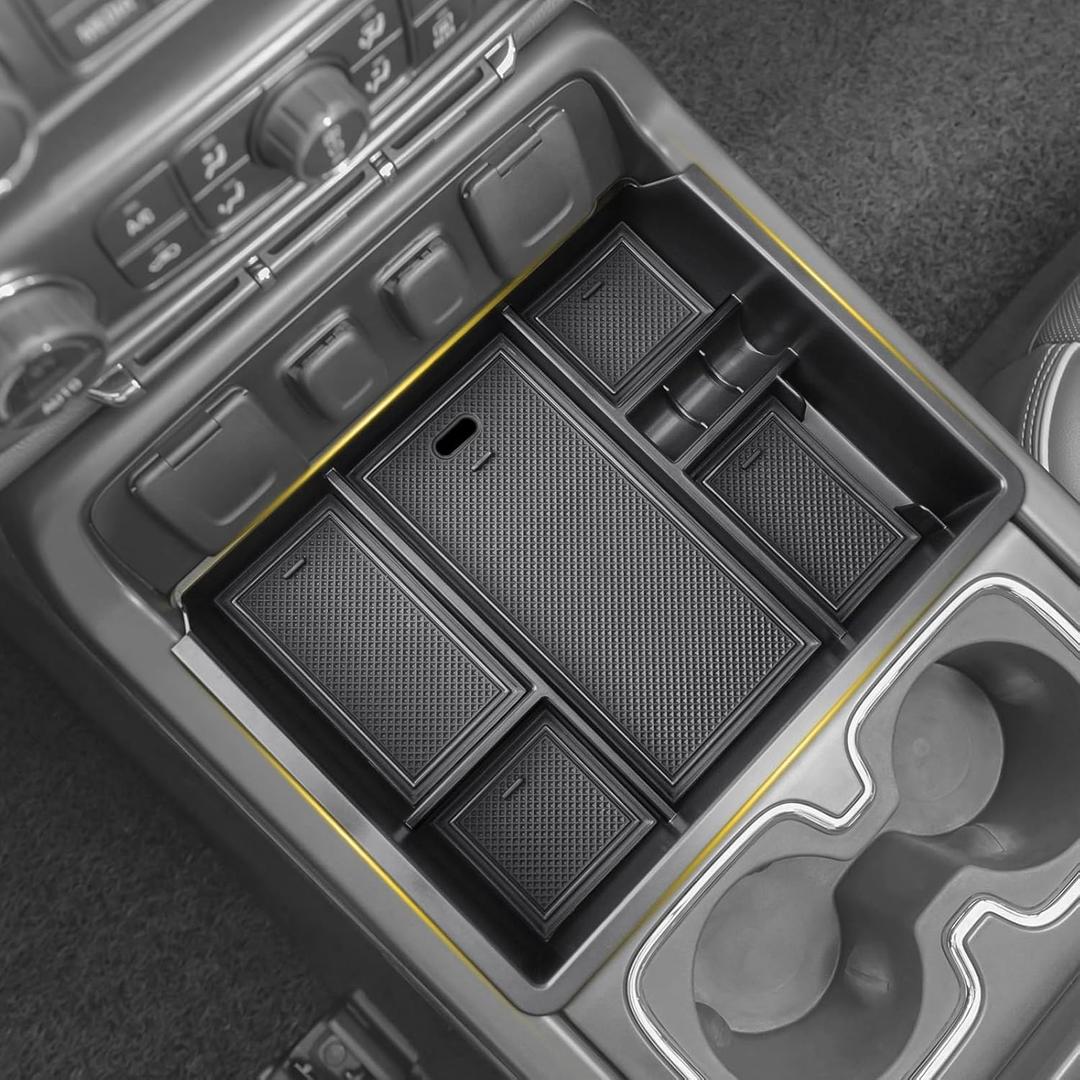 X-TKER Front Center Console Organizer Storage Tray Compatible with 2014-2018 Chevy Silverado/GMC Sierra 1500 & 2015-2019 Silverado/Sierra 2500HD 3500HD Accessories, Full Console, Seats ONLY
