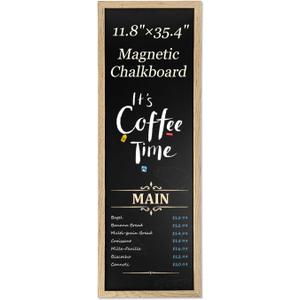 Magnetic Chalkboard for Wall, Long Chalk Board, Wall Hanging Menu for Restaurant, Food Truck, Kitchen, Chalk Board for Kitchen, Bar & Home Decor 11.8" x 35.4"