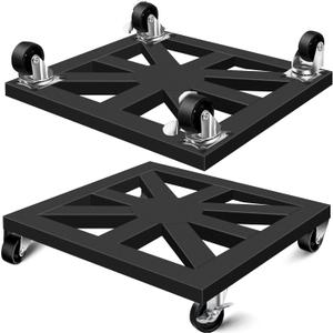 Plant Caddy with Wheels, 16'' 2 Pack Metal Rolling Plant Stand Square Plant Dolly with Iron Lockable Casters Heavy Duty Pot Mover Rollers, Holds up 400 Lbs Planter
