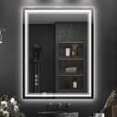 Ratsamee 28x36 Inch LED Bathroom Mirror with Frontlit & Backlit（Independent Control）, Lighted Mirror for Bathroom Wall with 3-Color Dimmable & Anti-Fog, Vanity Mirror with Lights