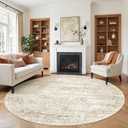 9ft Round Rug,Large Circle Rug for Dining Room Table,Beige