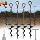 Phopich 18''/30" Long Ground Anchor, Heavy Duty Earth Anchors Ground Anchors Screw in Kit with T-Handle Hex Wrench for Camping Tent, Swing Sets, Securing Animals, Sheds, Trampoline, Black 