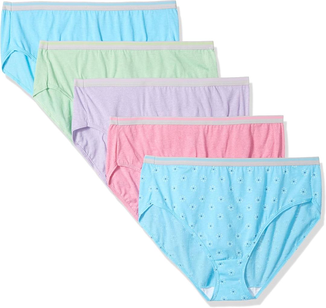 Fruit of the Loom Women's Plus Size "Fit for Me" 5 Pack Microfiber Hi-cut Panties (10)