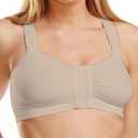 Alice Post Op Bra Compression Front Closure Adjustable Straps - Breast Reduction Augmentation Mastectomy Recovery (X-Large, Beige)