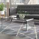 Glass Coffee Table for Living Room, Clear Center Table with 0.47 inch Tempered Glass, Transparent Modern Coffee Table 41"*14"*20"