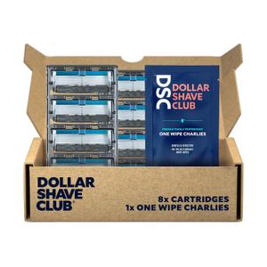 Dollar Shave Club | 4 Blade Razor Refills | 4 Stainless Steel Blades for a Close & Comfortable Shave, 1 One Wipe Charlies 