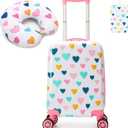 Kid's Luggage Set 2 Piece Suitcase Set Hardside Luggage with Spinner Wheels Girls Carry on Toddler Travel Rolling Suitcase with Neck Pillow Airline Approved (G White Love)
