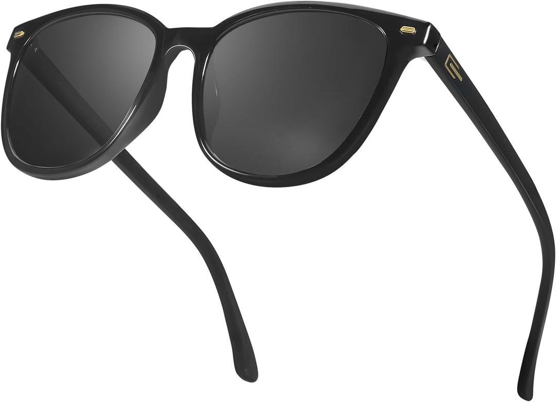 IGnaef Trendy Polarized Sunglasses for Women, Square Mirrored UV Protection Anti Glare Sun Glasses for Outdoor IF1851 (C03 Black)