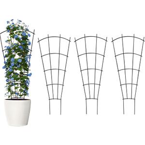 Thealyn 4 Pack 32" Metal Plant Trellis for Pots & Garden Beds, Rustproof Support for Indoor Outdoor Climbing Plants, Vines, Flowers, Fan Shaped, Black