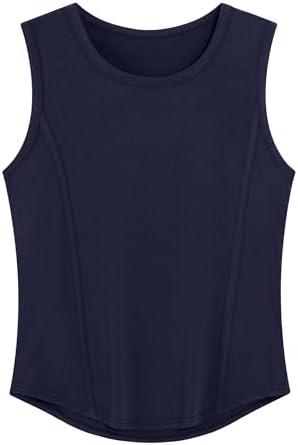 Bettysays Womens Tank Tops Loose Fit Crew Neck Casual Summer Sleeveless Tops, L, Black