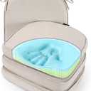 SUNROX Gel Memory Foam Chair Cushions, FadeShield Water-, Stain-Resistant Durable Reversible Seat Cushion Pads with Ties for Indoor/Outdoor Kitchen Dining Office, 17"x16", Set of 4, Cream