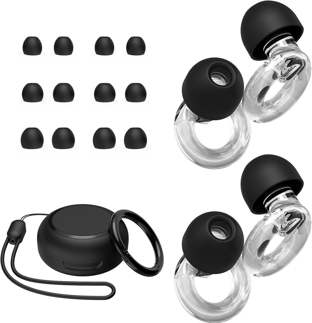 Ear Plugs for Concert, 2 Pairs of Noise Reduction Earplugs 25dB-30dB with 8 Ear Tips&Carry case,Reusable Hearing Protection earplugs for Sleep,Social,Work,Focus&Noise Sensitivity (1 Count (Pack of 1))