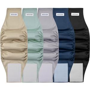 5 Pack Dog Diapers Male Reusable Belly Bands Washable for Small Male Dogs, High Absorbency for Puppy & Doggy, Size S (Green, Black)