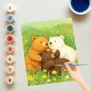 EnLvYY Paint by Numbers for Adults, DIY Acrylic Canvas Painting Kit, Three Bears Family in Flower Meadow, Gift for Beginners and Kids,12X16IN Framed