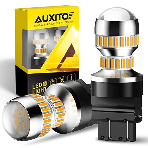 AUXITO LED Turn Signal Bulb 3157 LED Bulbs Amber Yellow Brighter 3156 3457A 4057 4157 LED Bulb for Front Rear Turn Signal Light Blinker DRL Marker Parking Lights, Pack of 2