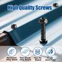 ANCHOREASE #8×1″ Sheet Metal Screws 100Pcs, 410 Stainless Steel Black Self Drilling Screws, Hex Washer Head Fast Self Tapping Screws