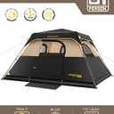 FanttikOutdoor Zeta C6 Pro Camping Tent 6 Person Instant Cabin Tent Setup in 60 Seconds with Rainfly & Windproof Portable with Carry Bag for Family Camping & Hiking,  Khaki, 10' x 9' x 66''