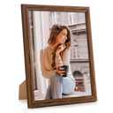 MOUDAMION 8x11 Wood Frame Brown, Natural Wooden 11x8in Picture Frames, Modern Golden 8 x 11inch Gallery Photo Pic Frame with HD Plexiglass, Horizontal Vertical Wall Mounting Tabletop Display 1Pcs