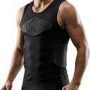 Men Football Chest Protector Heart Guard Padded Compression Shirt Sternum Vest Sleeveless Tank 4 Pads Lacrosse Rib Guards for Adult Baseball Softball Rugby Basketball, M