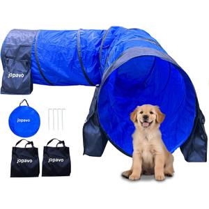 Dog Agility Training Equipment Tunnel:JOPAVO 10 Foot Dog Agility Tunnel with 2 Pack Sandbags, Carry Bag and 4 Ground Spikes.Ideal Dog Agility Equipment for Dog Obstacle Course, Exercise&Park Equipment