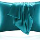 BEDELITE Satin Pillowcase for Hair and Skin, Super Soft and Cooling Similar to Silk Pillow Cases 2 Pack with Envelope Closure, Gift for Women Men(20"x40" King Size, Teal)