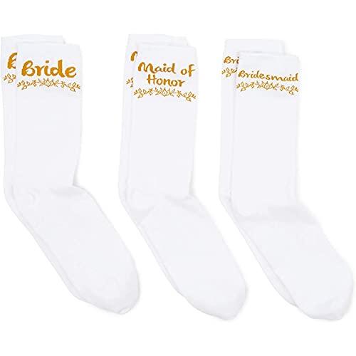 Sparkle and Bash Bridal Party Socks for Maid of Honor & Bridesmaid Gifts (3 Pairs)