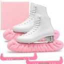 Soulchen Skate Guards Soakers and Towel Gift Set Ice Skating Guards Soft Skate Blade Covers Blade Protector for Figure Skating Skater Hockey Gift (Medium, pink)