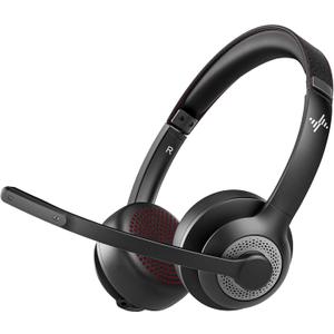 JIAMQISHI Wireless Headset with AI Noise Cancelling Microphone Bluetooth Headset - Bluetooth V5.2 Headphones with Mic Mute for Computer/Laptop/PC/iPhone/Android/Cell Phones (Without USB Dongle) (Dark)