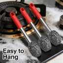 2 x 2PCS Steel Wool Scrubber with Handle Rustproof, Cast Iron Scrubber, Stubborn Messes Pot Brush, Remove Dirt for Cleaning Stoves,Sinks Dishes Grills Bowls & Metal Wire Sponge for Kitchens,Bathroom