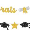 Black Gold Congrats Grad Banner for Graduation Decorations,Glitter Congratulations Graduate Banner Decor Sign-Class of 2026 Party Decorations Supplies for College High School Home Party Backdrop