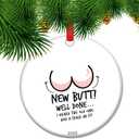 Butt Lift Gift for Get Well Soon from Gluteoplasty,New Butt Well Done Ornament 2025 Funny Humorous Cheeky Present Ceramic Keepsake Lighthearted Holiday Decor (C05)
