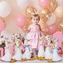 Blueweenly 12 Sets 11.8 Inch Silly Goose Birthday Decor Girl Boy 1st Adopt a Goose Party Favor Gift Plush Stuffed Animal with Mini Party Hat and Ribbon for Christmas Birthday Gift