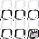 12 Pcs Clear Black and White Cosmetic Makeup Bags Bulk with Zipper Tsa Approved Toiletry Bag for Travel Transparent PVC Waterproof Carry Pouches Organizer Case for Men Women (Classic Color)