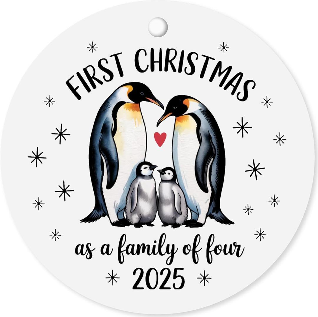 2 x 2nd Baby Christmas Ornaments 2025 for Mom, Our First Christmas As A Family of Four Ornament - Keepsake Gifts for Second Time Mom and Dad of Baby Boy Girl, Xmas Tree Decorations (2.9 Inch) (Multicolor 15)